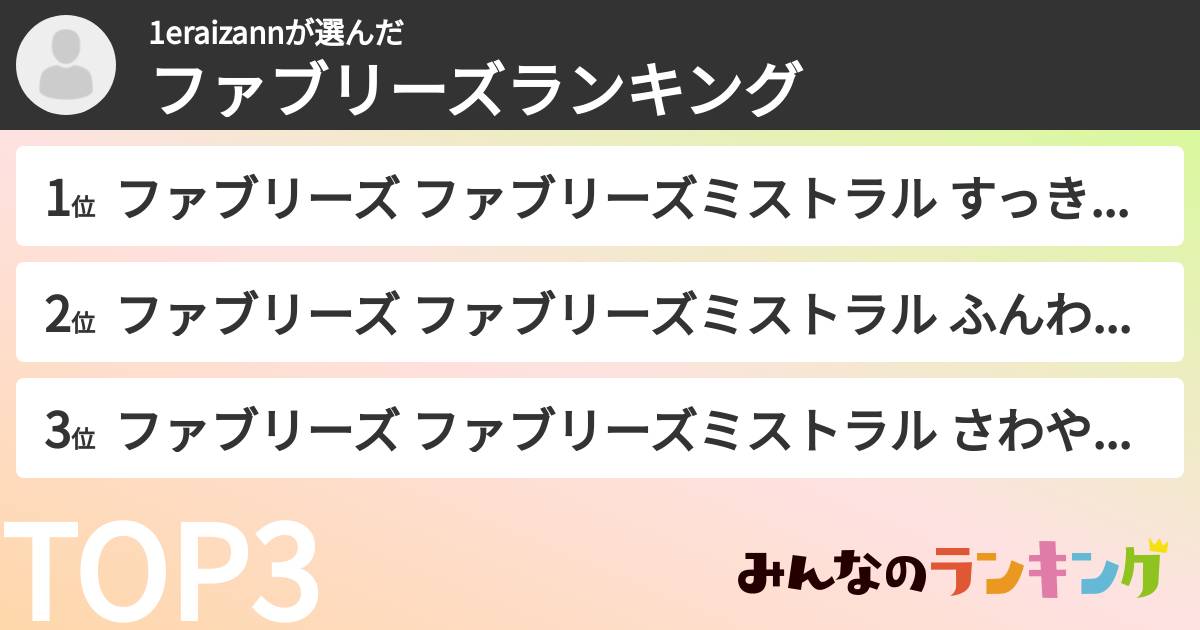 1eraizannさんの「ファブリーズランキング」