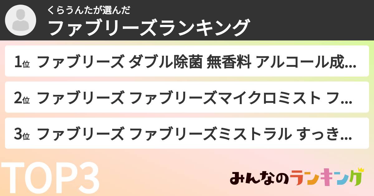 くらうんたさんの「ファブリーズランキング」
