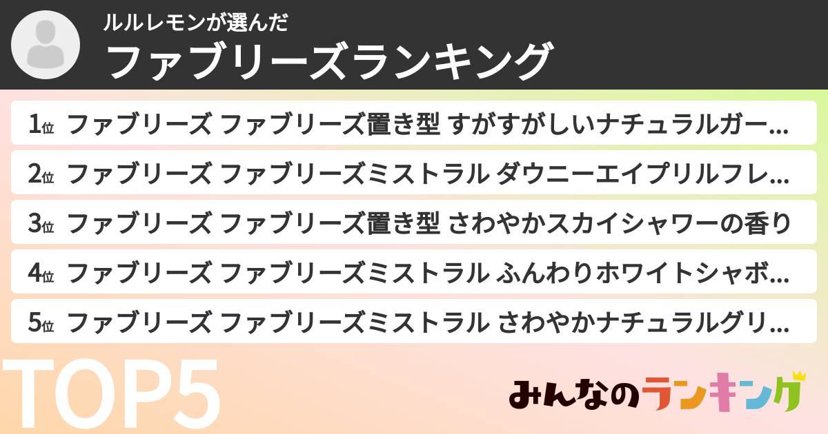 ルルレモンさんの「ファブリーズランキング」