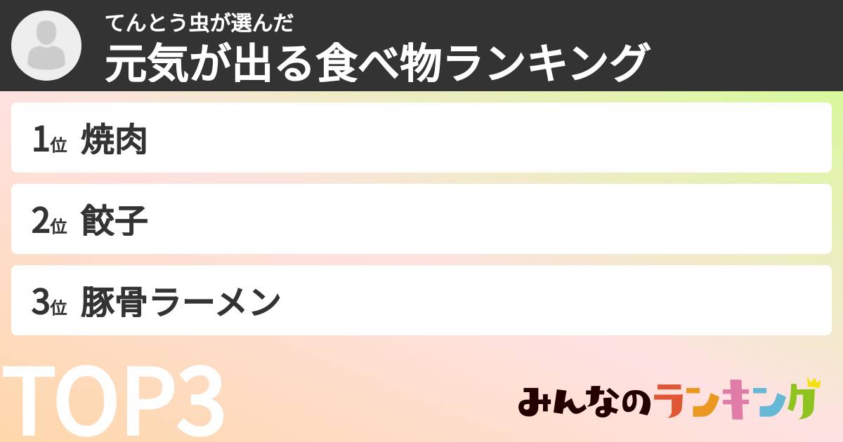 てんとう虫さんの「元気が出る食べ物ランキング」