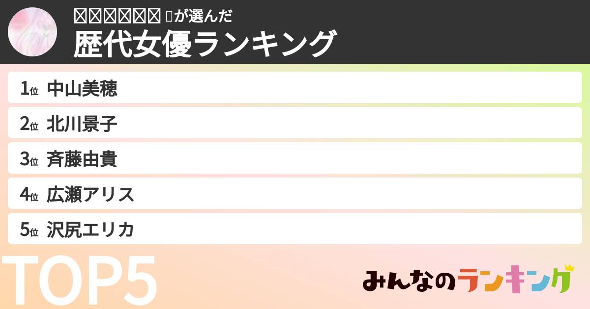 ʜɪᴍᴀʀɪ 🌼さんの「歴代女優ランキング」
