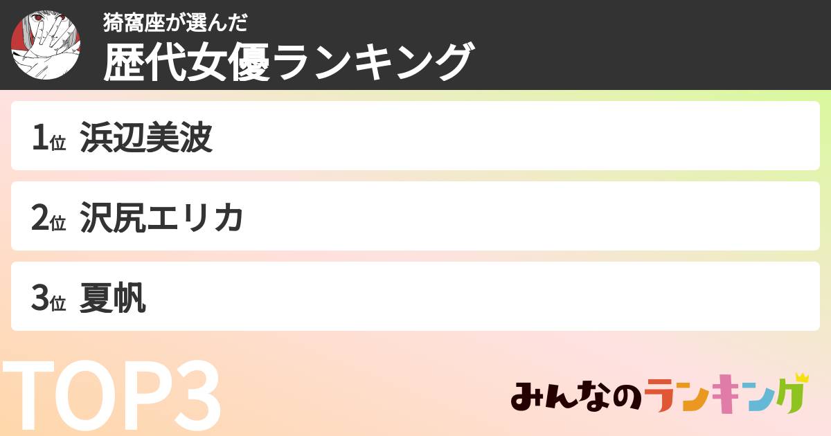 猗窩座さんの「歴代女優ランキング」