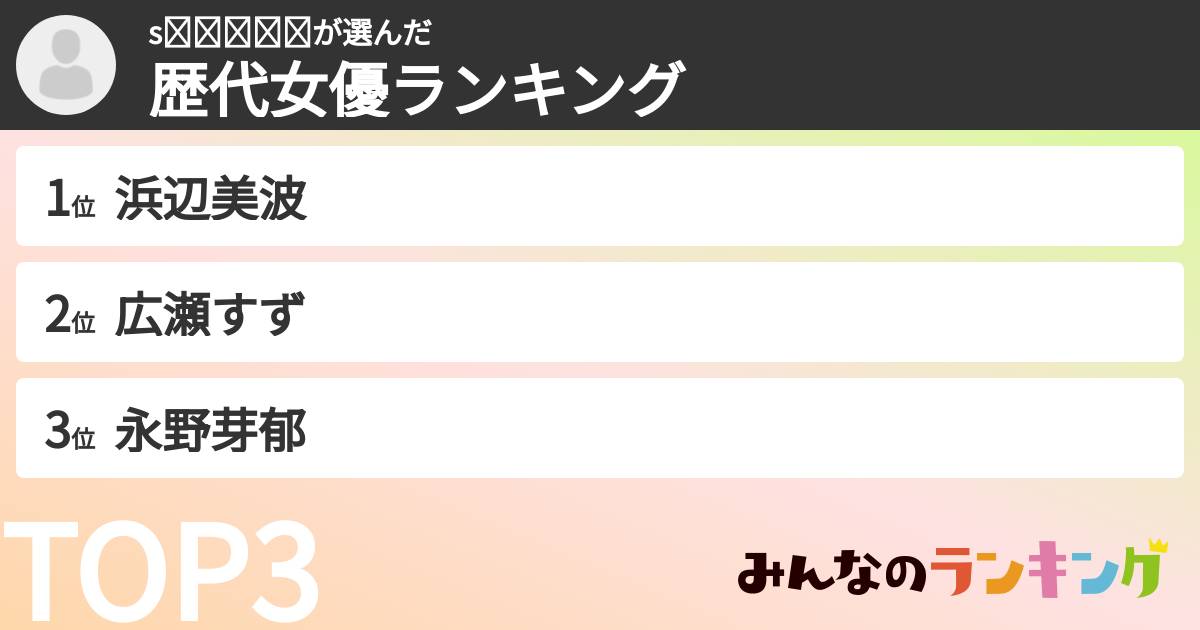sᴀᴋɪʜᴏさんの「歴代女優ランキング」