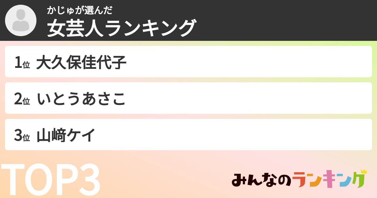 かじゅさんの「女芸人ランキング」