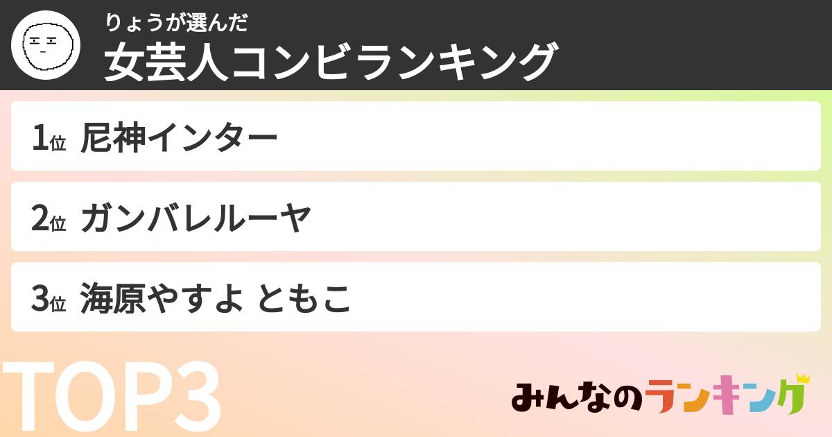 りょうさんの「女芸人コンビランキング」