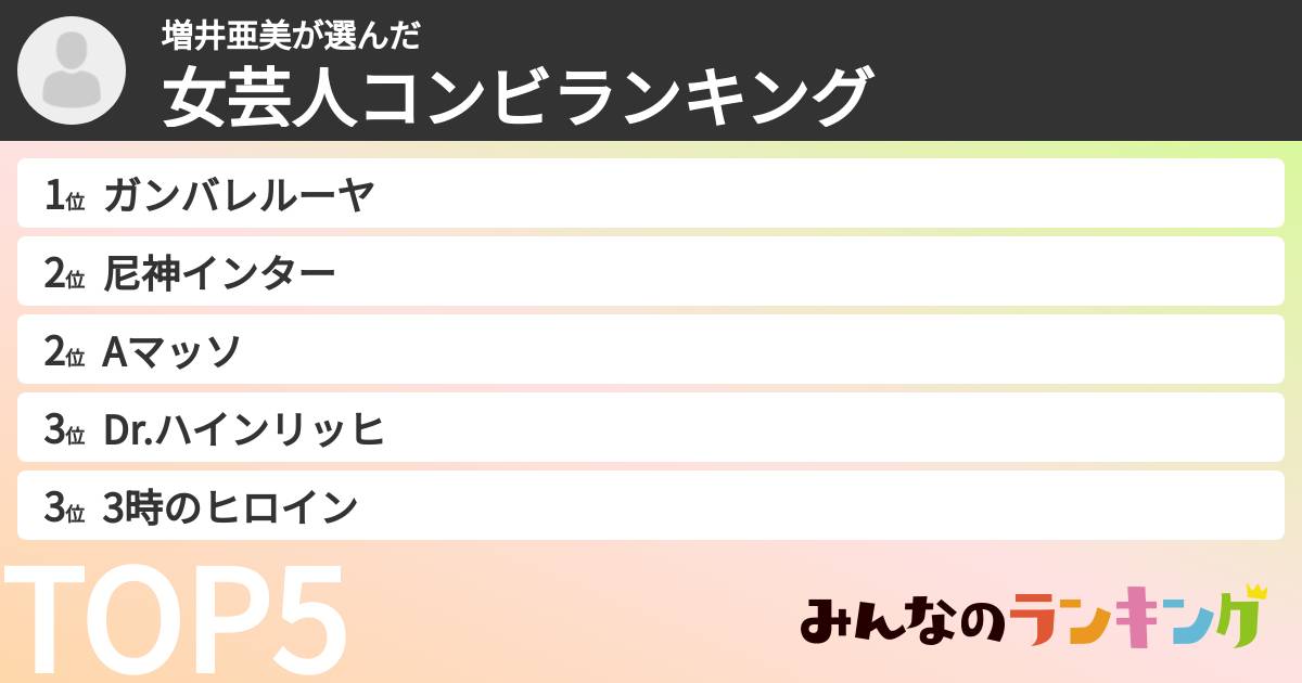 増井亜美さんの「女芸人コンビランキング」