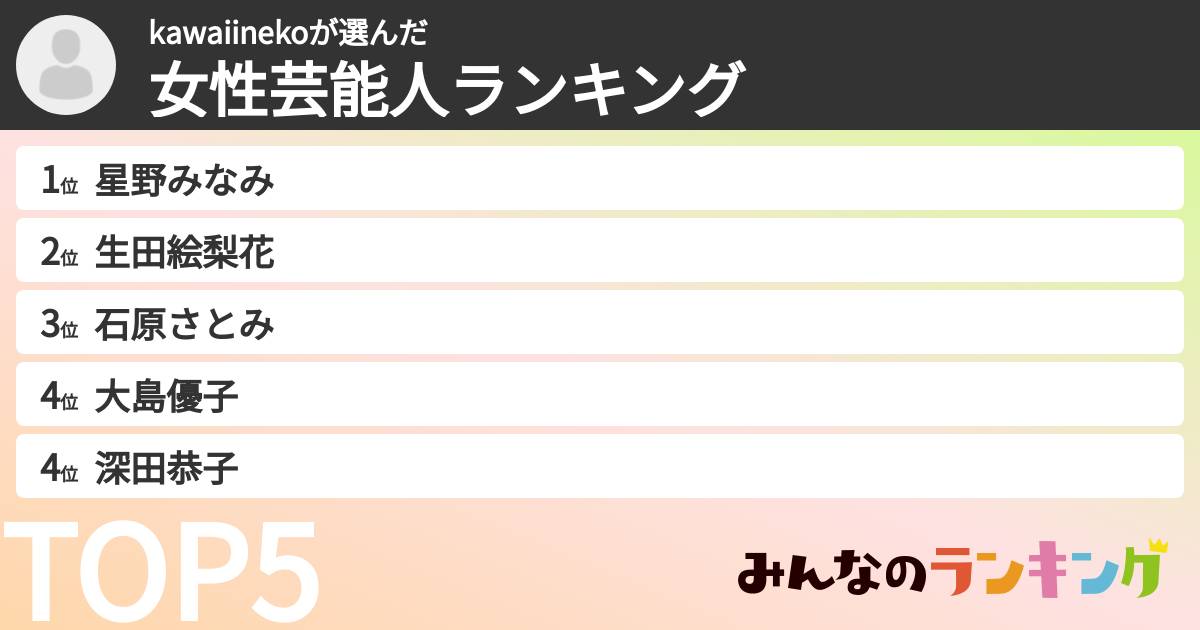 kawaiinekoさんの「女性芸能人ランキング」