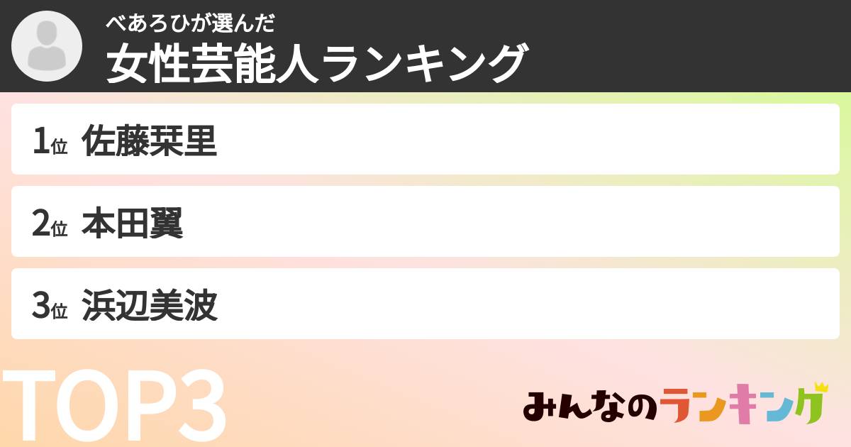 べあろひさんの「女性芸能人ランキング」