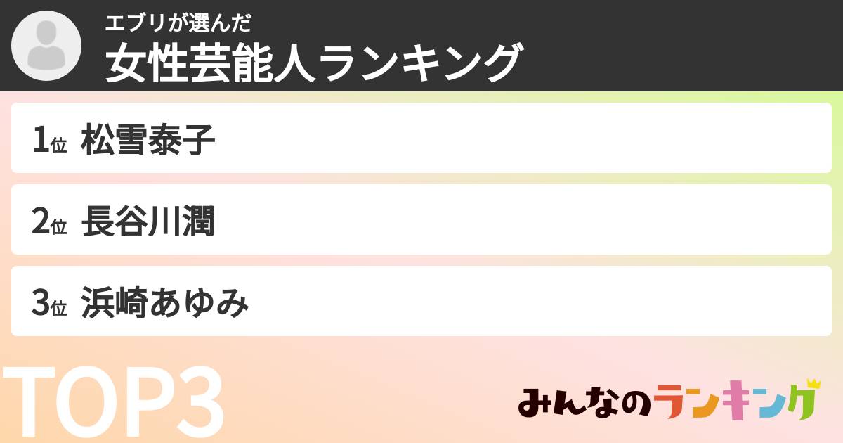 エブリさんの「女性芸能人ランキング」