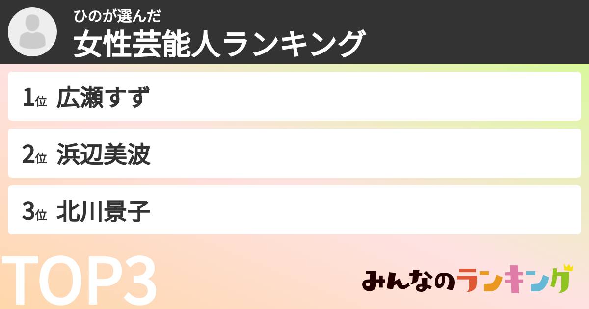 ひのさんの「女性芸能人ランキング」