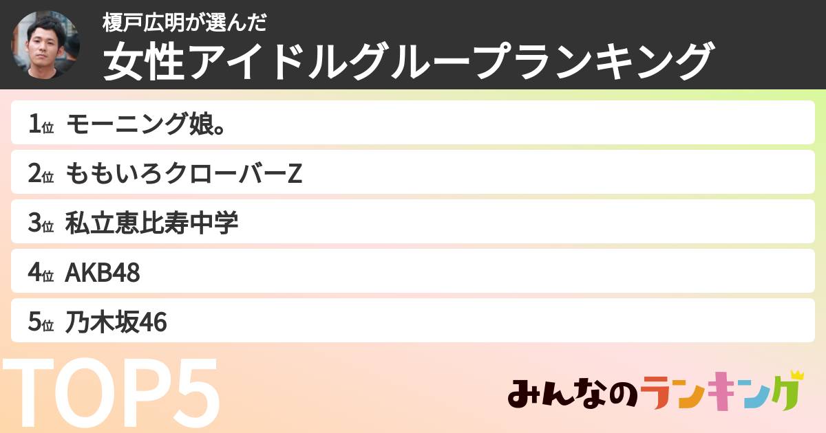 榎戸広明さんの「女性アイドルグループランキング」