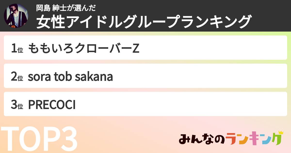 岡島 紳士さんの「女性アイドルグループランキング」