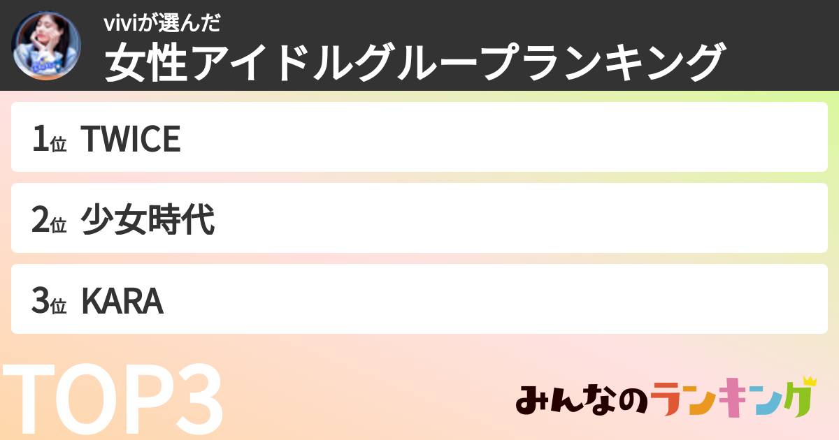 viviさんの「女性アイドルグループランキング」