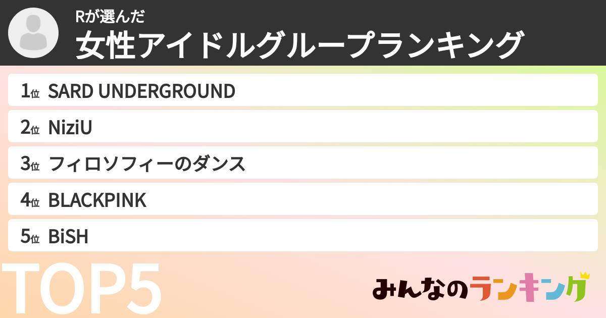 Rさんの「女性アイドルグループランキング」