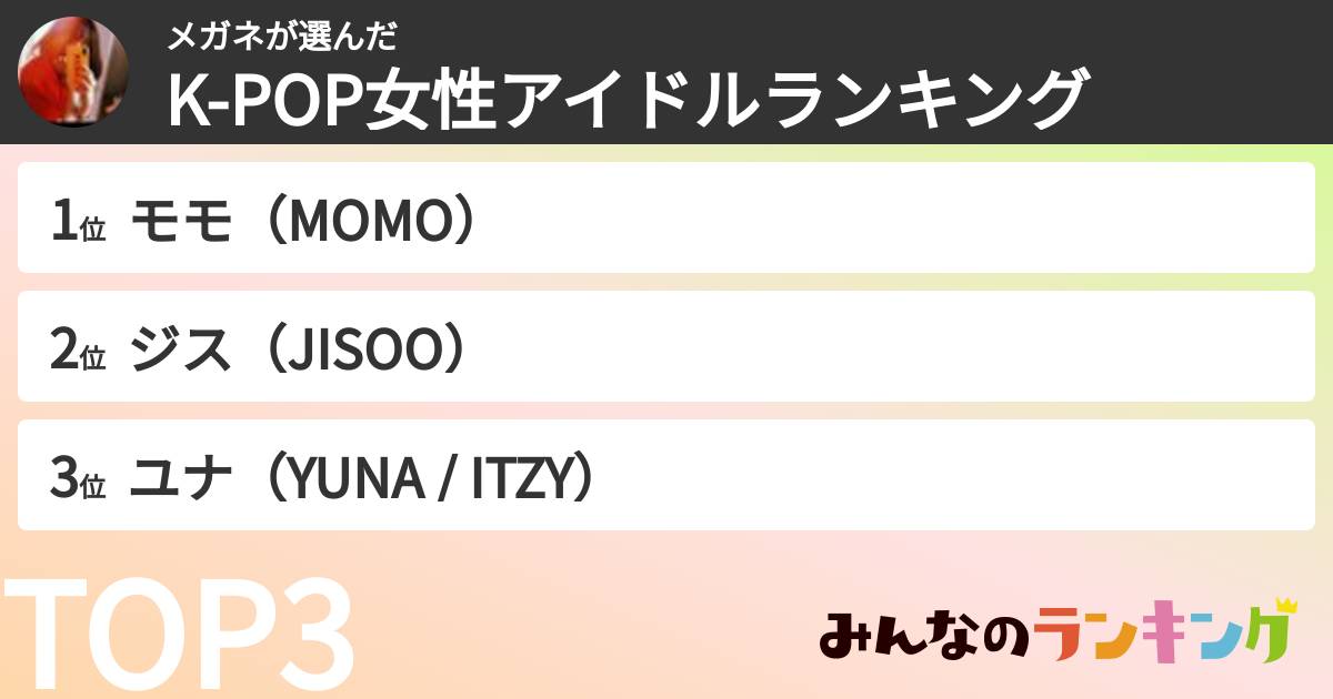 メガネさんの「K-POP女性アイドルランキング」