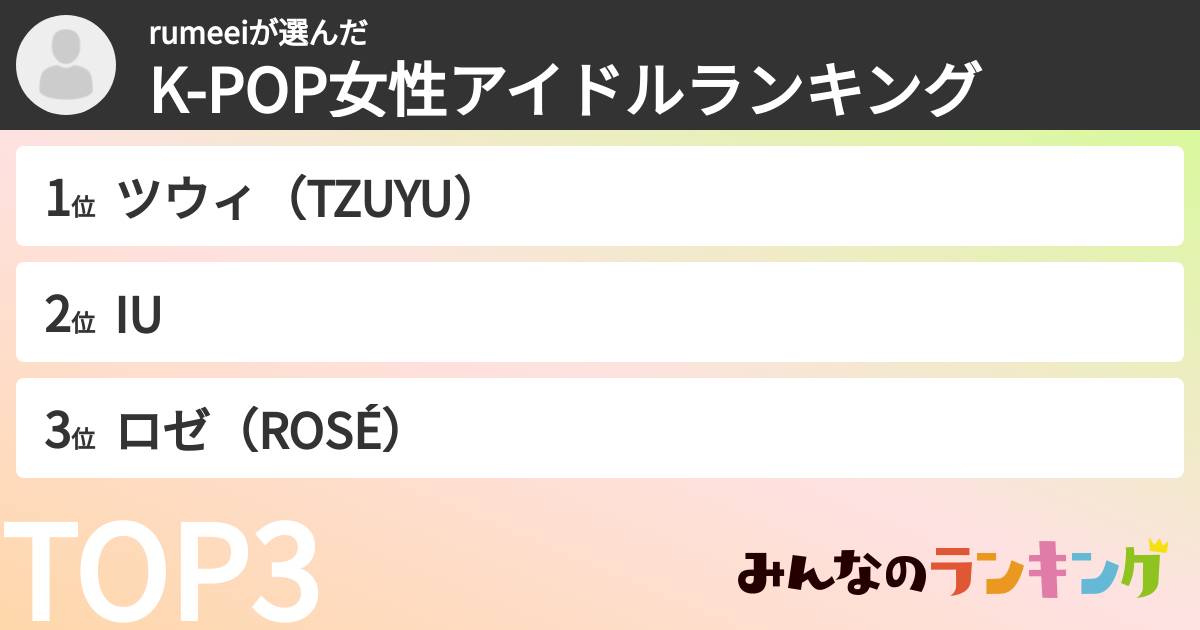 rumeeiさんの「K-POP女性アイドルランキング」