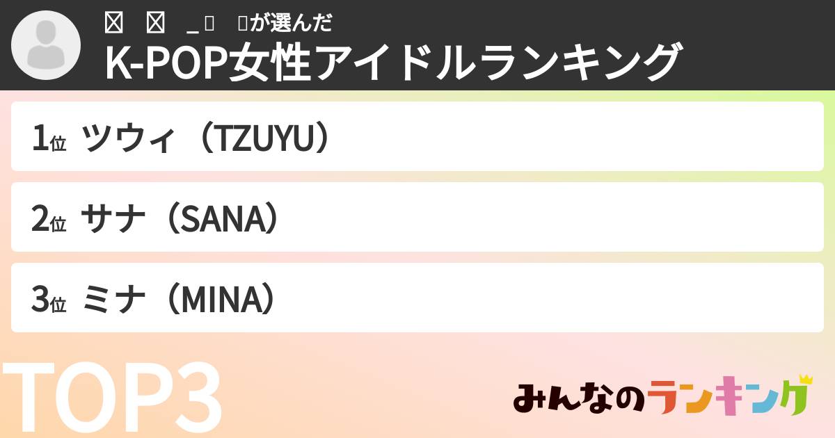 유　나　_    🙌　🟧さんの「K-POP女性アイドルランキング」