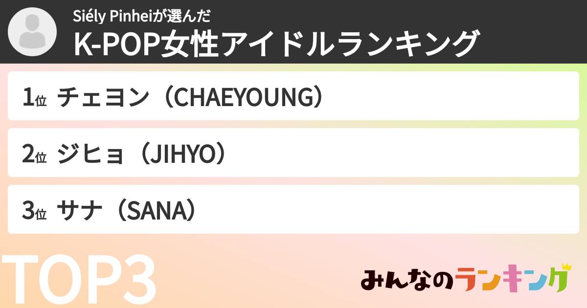 Siély Pinheiさんの「K-POP女性アイドルランキング」