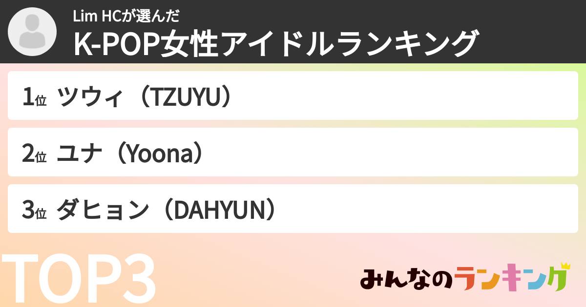 Lim HCさんの「K-POP女性アイドルランキング」