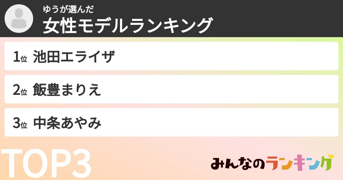 ゆうさんの「女性モデルランキング」