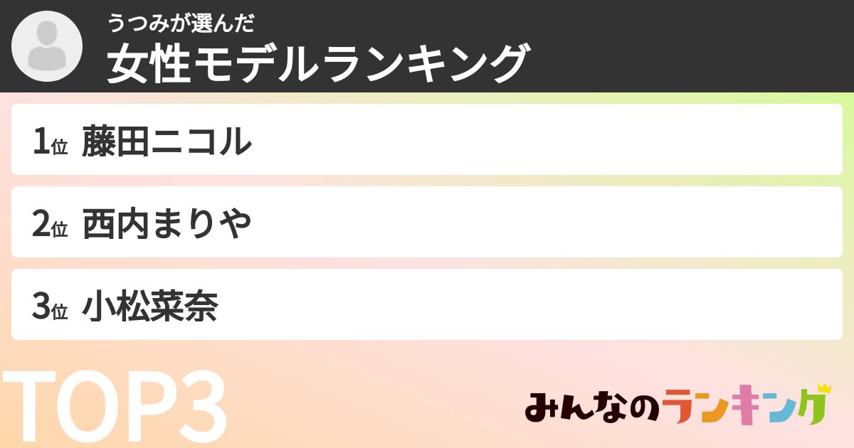 うつみさんの「女性モデルランキング」