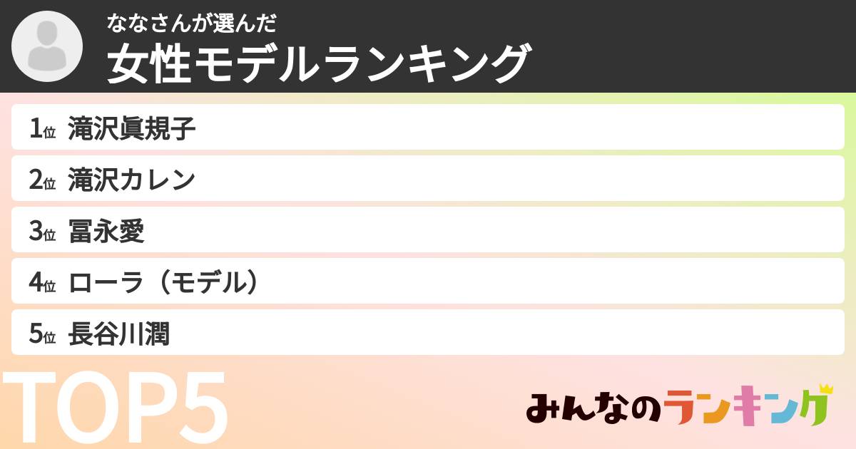 ななさんさんの「女性モデルランキング」
