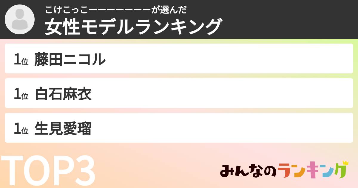 こけこっこーーーーーーーさんの「女性モデルランキング」