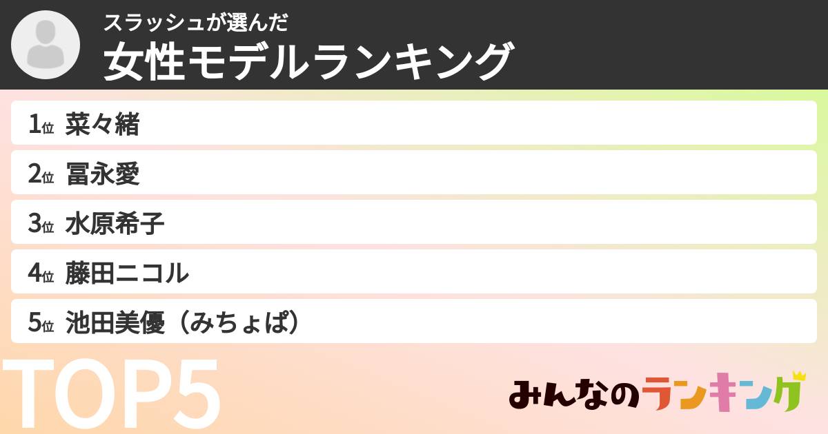 スラッシュさんの「女性モデルランキング」