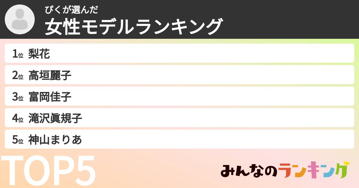 ぴくさんの「女性モデルランキング」