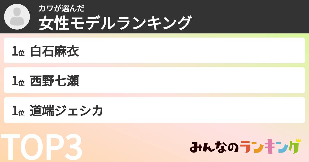 カワさんの「女性モデルランキング」