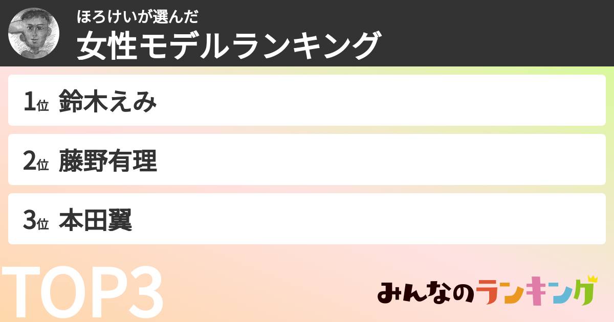 ほろけいさんの「女性モデルランキング」