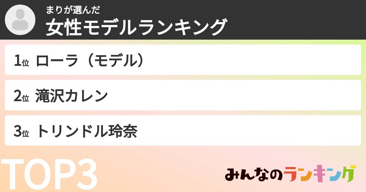 まりさんの「女性モデルランキング」