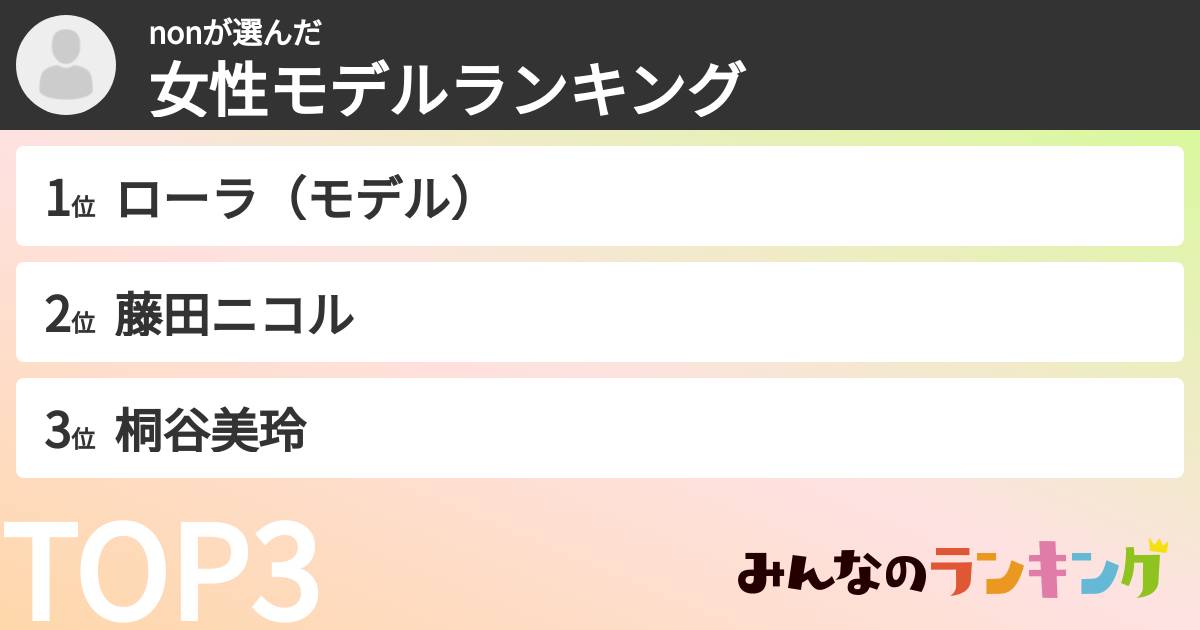 nonさんの「女性モデルランキング」