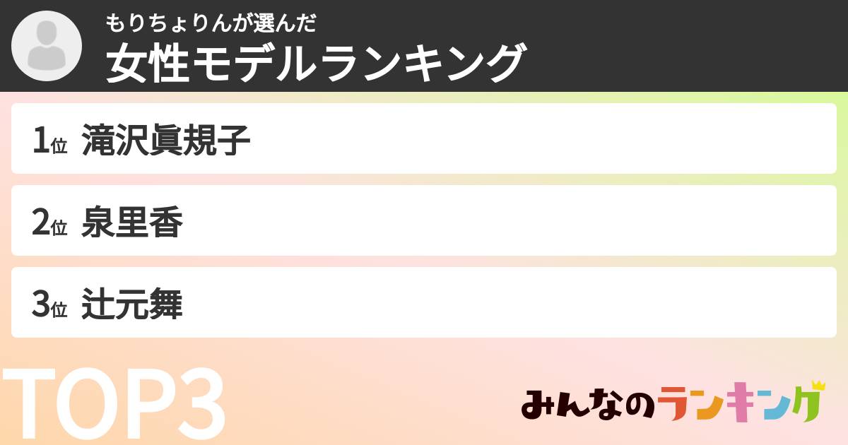もりちょりんさんの「女性モデルランキング」