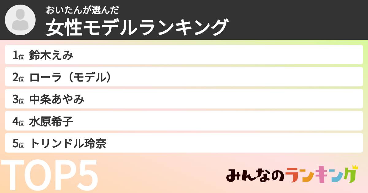 おいたんさんの「女性モデルランキング」