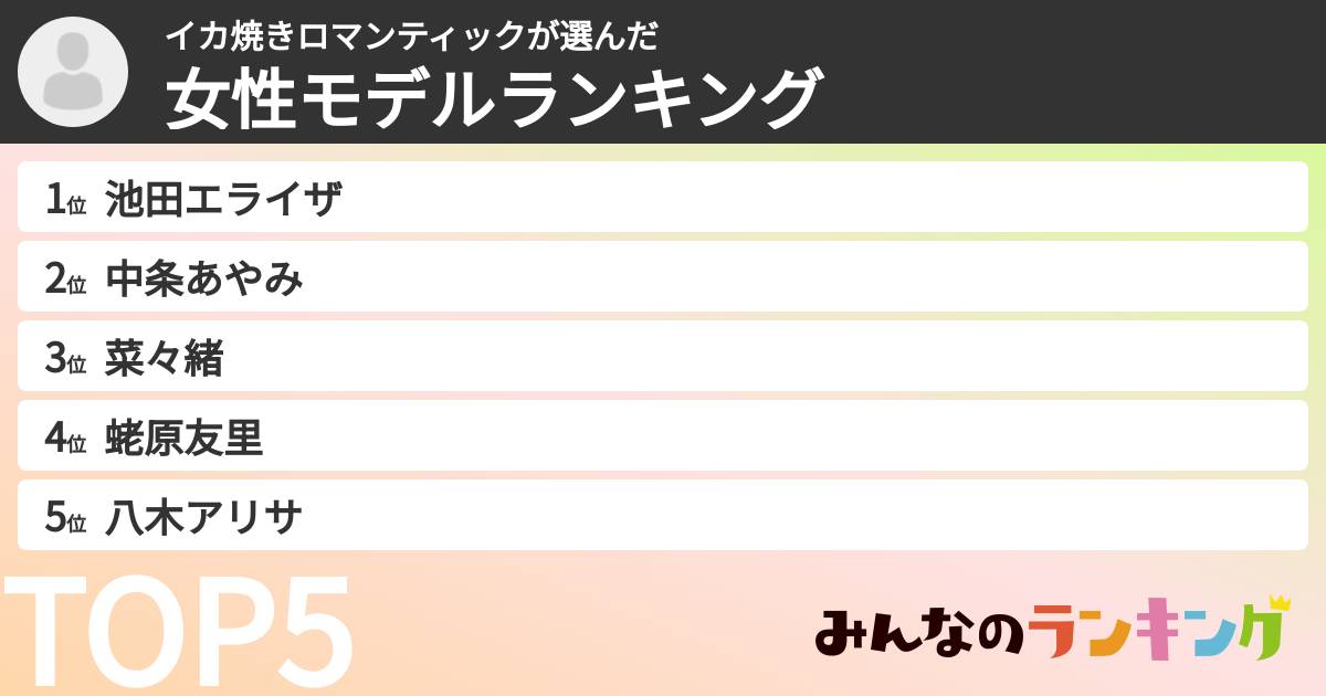 イカ焼きロマンティックさんの「女性モデルランキング」