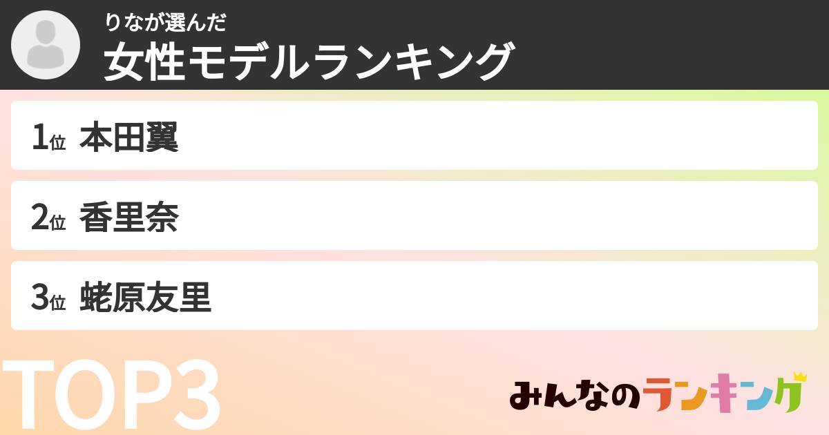 りなさんの「女性モデルランキング」