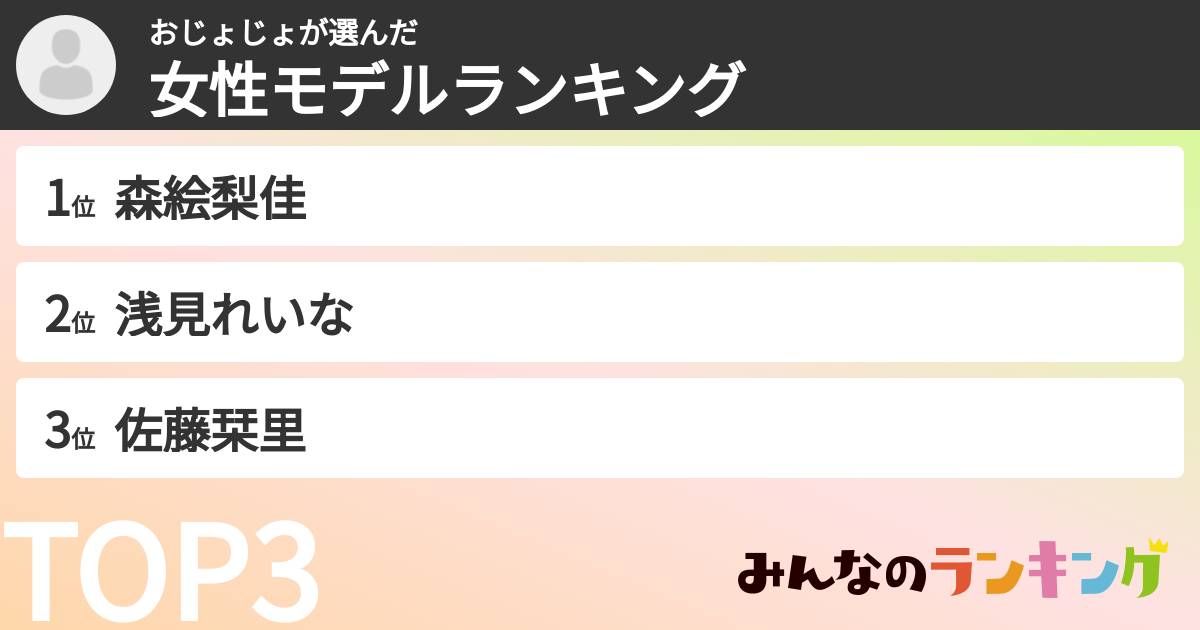 おじょじょさんの「女性モデルランキング」