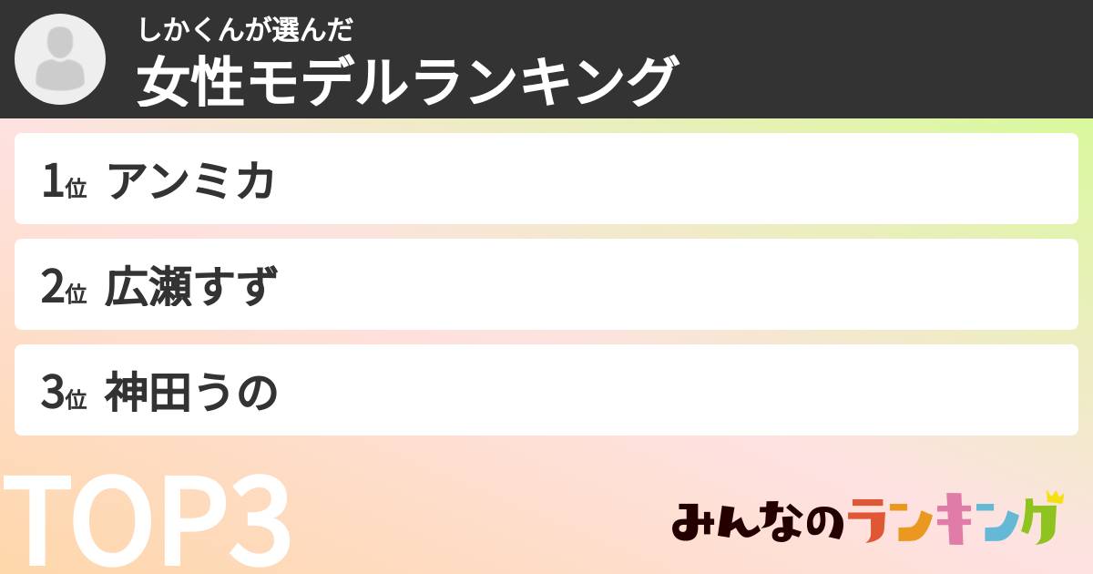 しかくんさんの「女性モデルランキング」