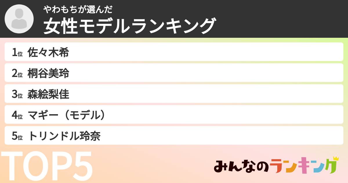 やわもちさんの「女性モデルランキング」