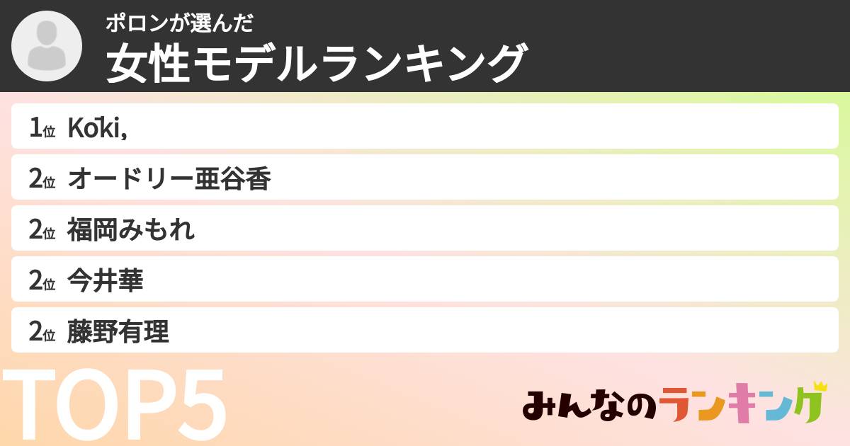 ポロンさんの「女性モデルランキング」