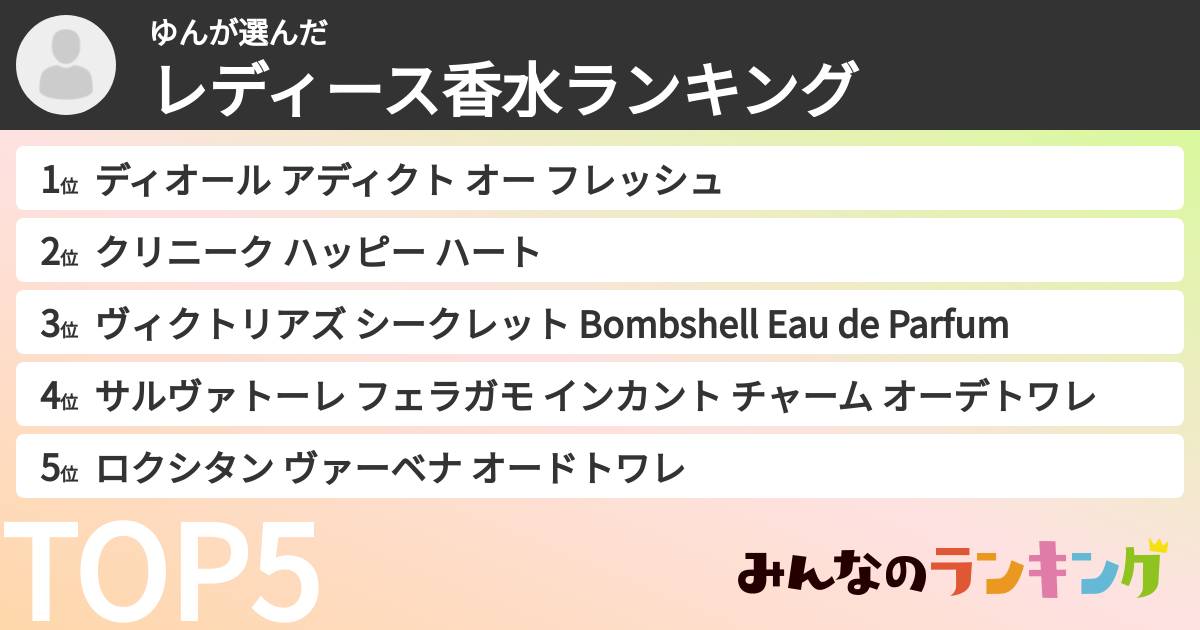 ゆんさんの「レディース香水ランキング」