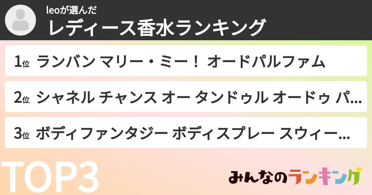 leoさんの「レディース香水ランキング」
