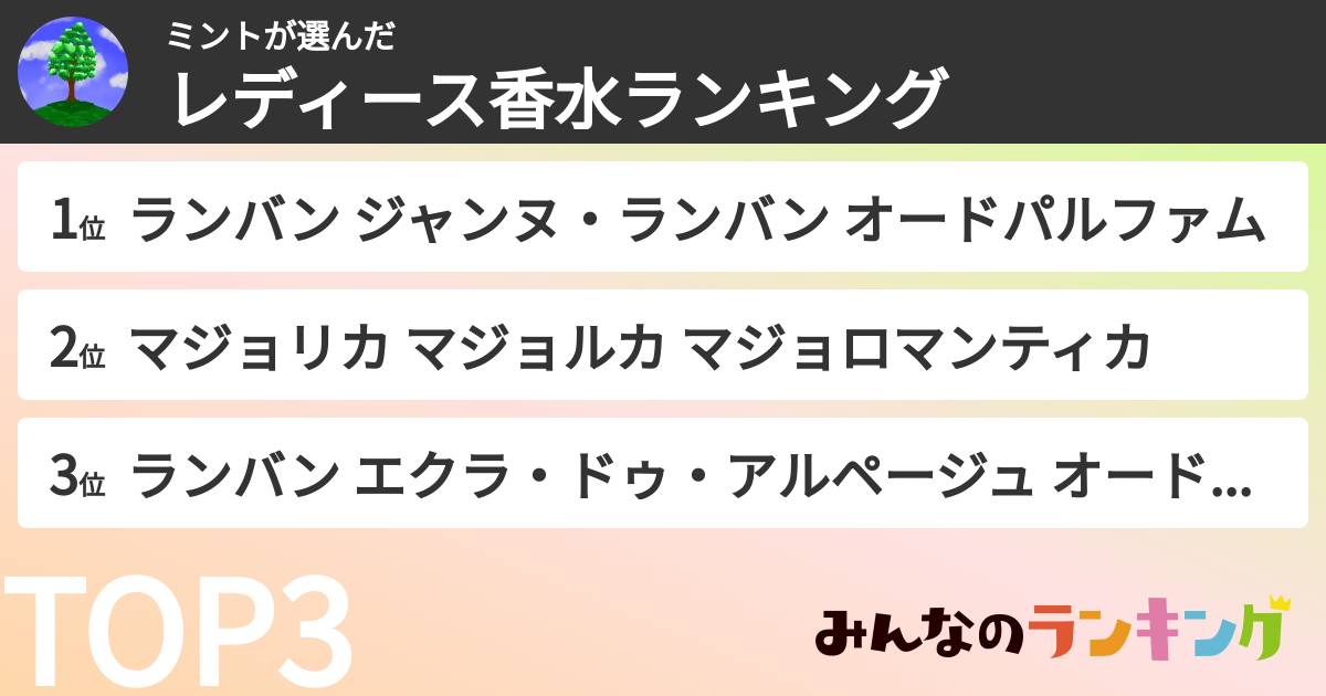 ミントさんの「レディース香水ランキング」
