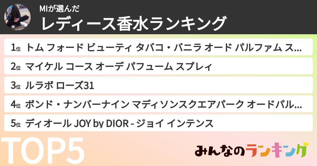 MIさんの「レディース香水ランキング」