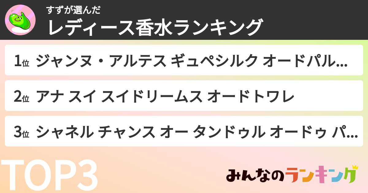 すずさんの「レディース香水ランキング」