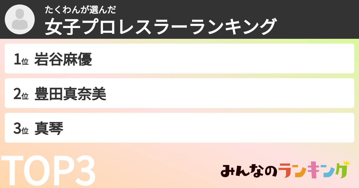 たくわんさんの「女子プロレスラーランキング」
