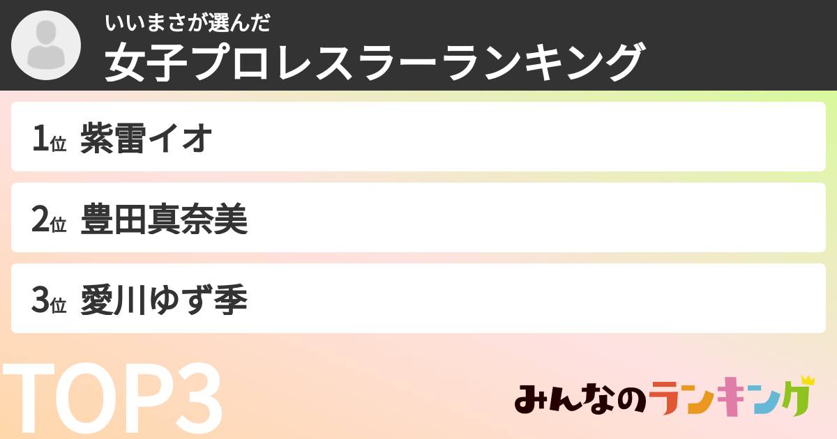 いいまささんの「女子プロレスラーランキング」