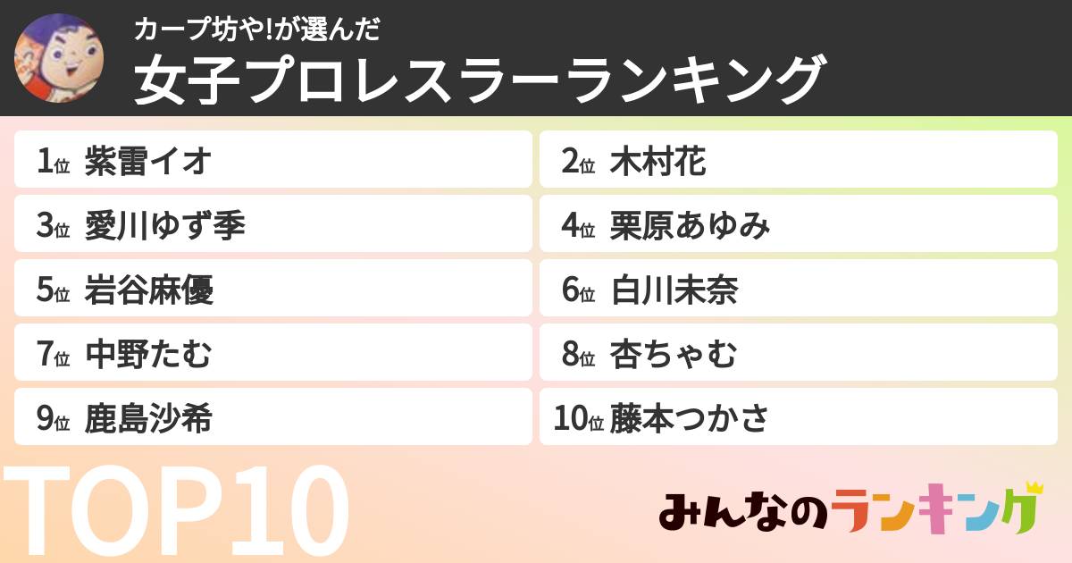カープ坊や!さんの「女子プロレスラーランキング」