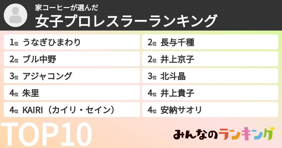 家コーヒーさんの「女子プロレスラーランキング」